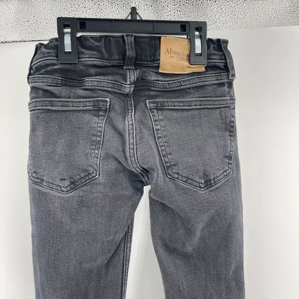 Abercrombie Kids Boys Faded Black Distressed Super Skinny Jeans 7/8 Long